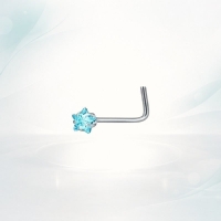 Stalen Neuspiercing met Blauwe Zirkonia - Hart - Heren