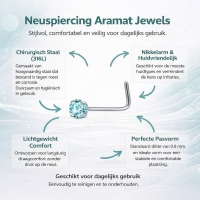Stalen Neuspiercing met Blauwe Zirkonia - Ster - Heren