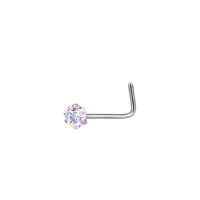 Stalen gebogen neuspiercing  met zirkonia steentje - Hart - Unisex