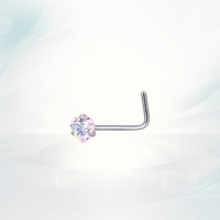 Stalen gebogen neuspiercing  met zirkonia steentje - Hart - Unisex
