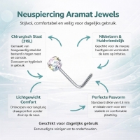 Stalen gebogen neuspiercing  met zirkonia steentje