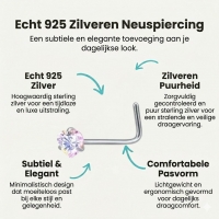 Stalen gebogen neuspiercing  met zirkonia steentje