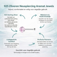 Prachtige Neuspiercing met Roze Zirkonia