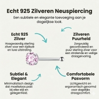 Prachtige Neuspiercing met Roze Zirkonia