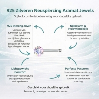 Sprankelende Stalen Neuspiercing met AB Zirkonia - Hart - Unisex