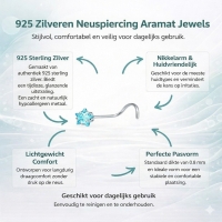 Blauwe Zirkonia Stalen Neusvleugel piercing - Hart - Heren