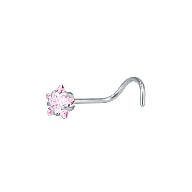 Stalen Neuspiercing met Roze Zirkonia - Ster - Unisex
