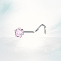 Stalen Neuspiercing met Roze Zirkonia - Ster - Unisex