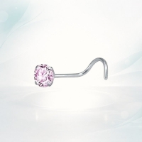 Stalen Neuspiercing met Roze Zirkonia - Ster - Unisex