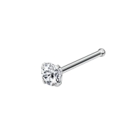Rechte Stalen Neuspiercing met Ronde Zirkonia - 2.5mm - Unisex