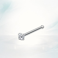 Rechte Stalen Neuspiercing met Ronde Zirkonia - 2.5mm - Unisex