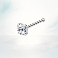 Rechte Stalen Neuspiercing met Ronde Zirkonia - 2.5mm - Unisex