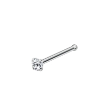 Rechte Stalen Neuspiercing met Ronde Zirkonia - 3mm - Unisex