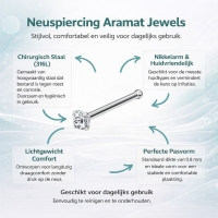 Rechte Stalen Neuspiercing met Ronde Zirkonia - 3mm - Unisex