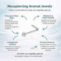 Stalen Neuspiercing met Zirkonia Steentje - 2mm - Unisex