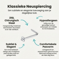 Stalen Neuspiercing met Zirkonia Steentje - 2mm - Unisex