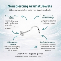 Stalen Neuspiercing met Transparante Zirkonia - 2.5mm - Unisex
