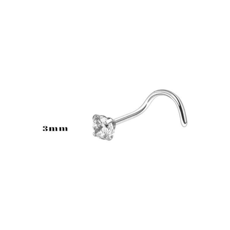 Stalen Neuspiercing met Transparante Zirkonia - 3mm - Unisex