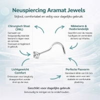 Stalen Neuspiercing met Transparante Zirkonia - 3mm - Unisex