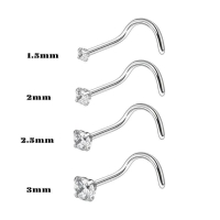 Stalen Neuspiercing met Transparante Zirkonia - 3mm - Unisex