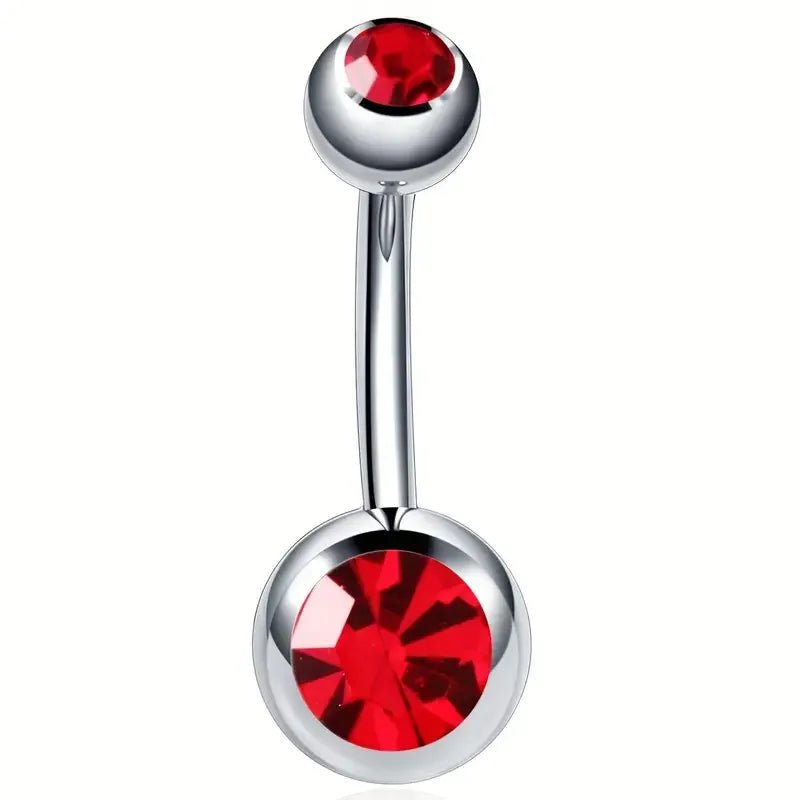 Sprankelende Zirkonia Navelpiercing - Chirurgisch Staal - Rood - Unisex
