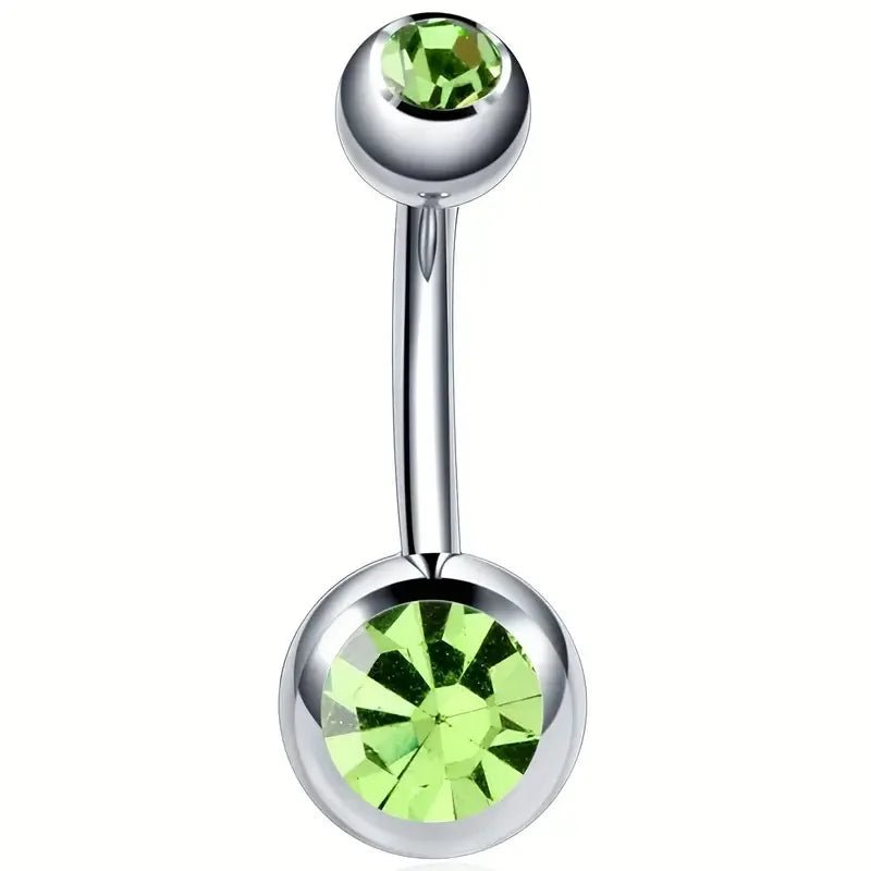 Sprankelende Zirkonia Navelpiercing - Chirurgisch Staal - Groen - Unisex