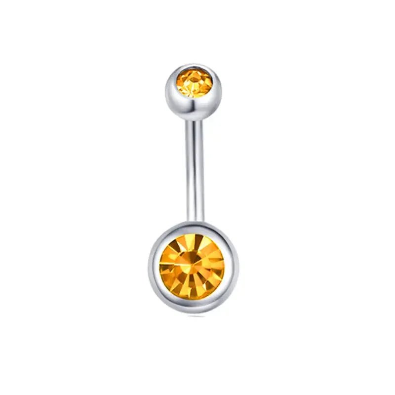 Sprankelende Zirkonia Navelpiercing - Chirurgisch Staal - Topaas geel - Unisex