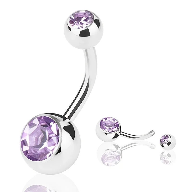 Sprankelende Zirkonia Navelpiercing - Chirurgisch Staal - Topaas geel - Unisex