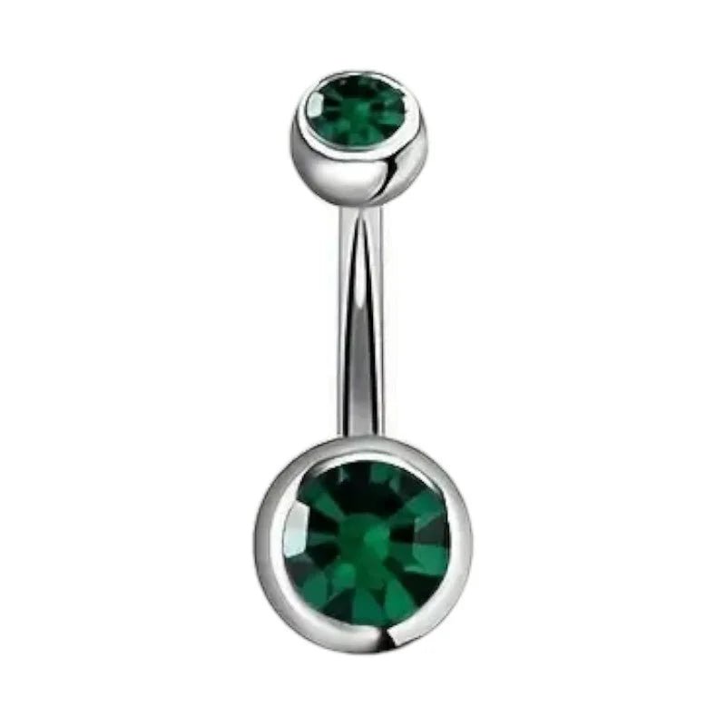 Sprankelende Zirkonia Navelpiercing - Chirurgisch Staal - Donker Groen - Unisex