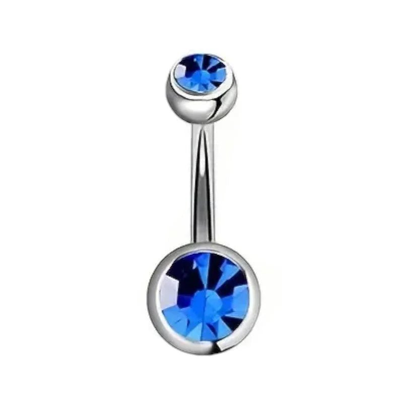 Sprankelende Zirkonia Navelpiercing - Chirurgisch Staal - Blauw - Unisex