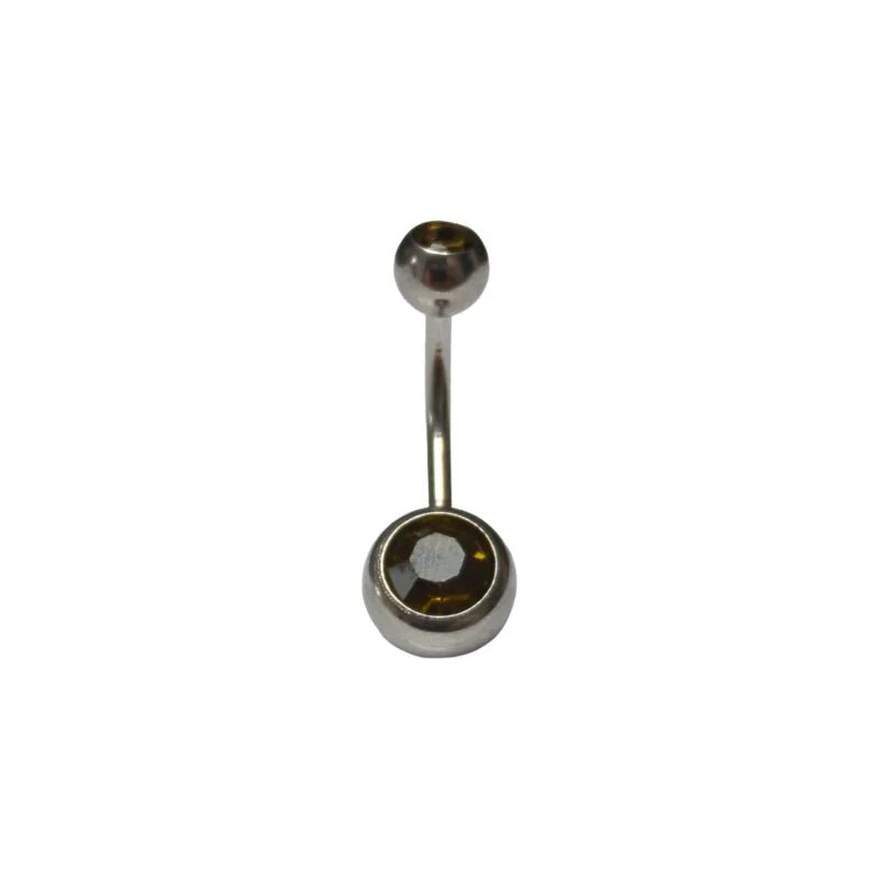 Sprankelende Zirkonia Navelpiercing - Chirurgisch Staal - Olijf Groen - Unisex