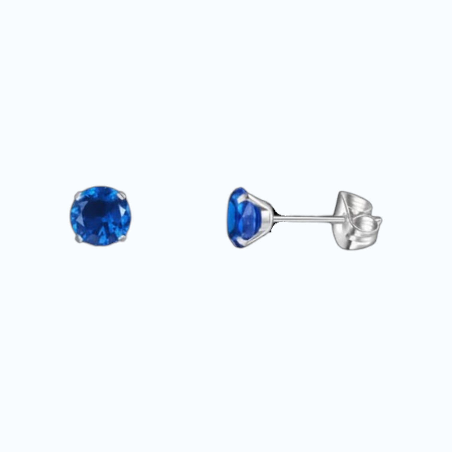 Titanium Oorbellen Met Donkerblauwe Zirkonia - 5mm -