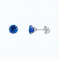 Titanium Oorbellen Met Donkerblauwe Zirkonia - 5mm -