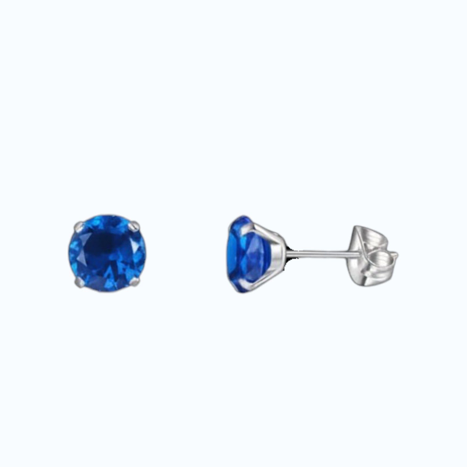 Titanium Oorbellen Met Donkerblauwe Zirkonia - 7mm -