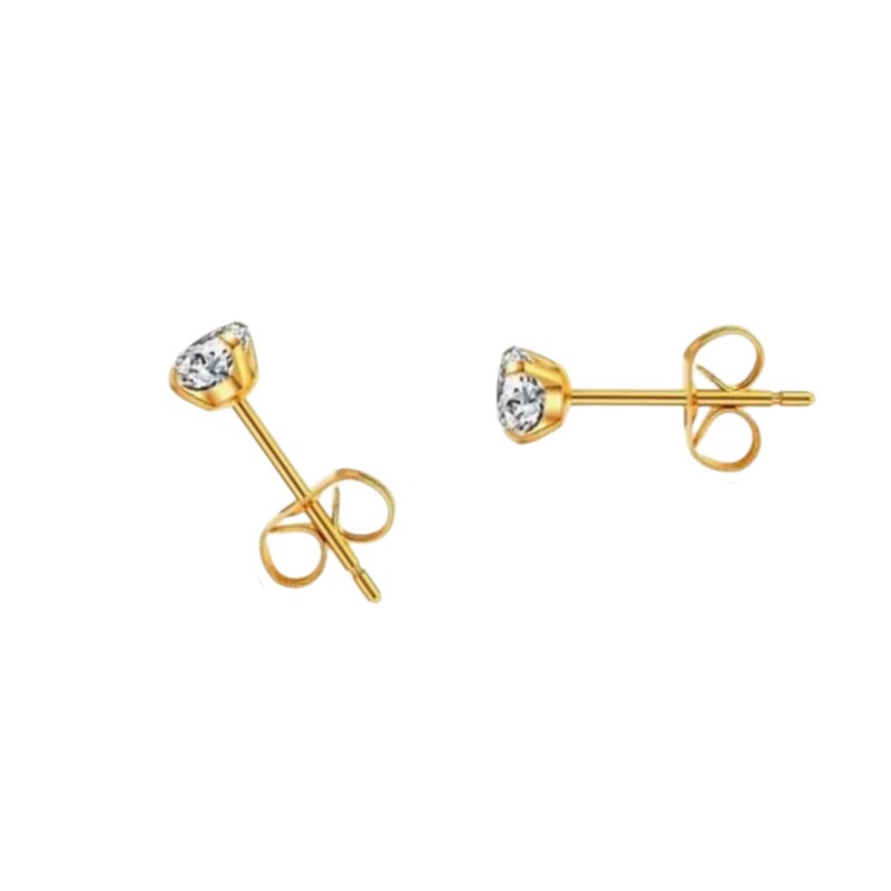Goudkleurige Titanium Oorbellen nikkelvrij - 4mm -