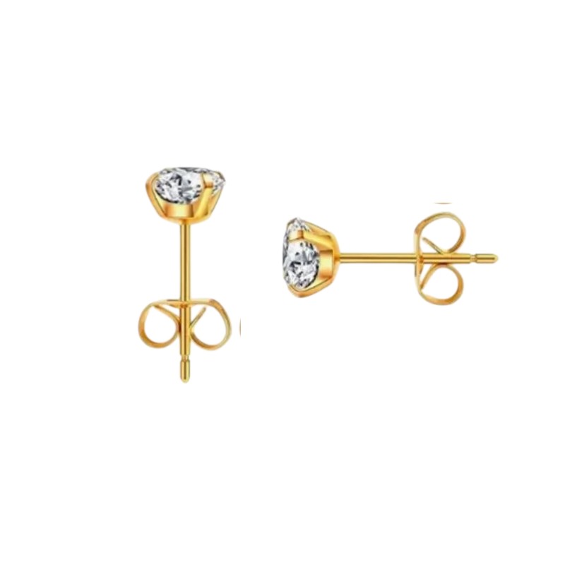 Goudkleurige Titanium Oorbellen nikkelvrij - 6mm -