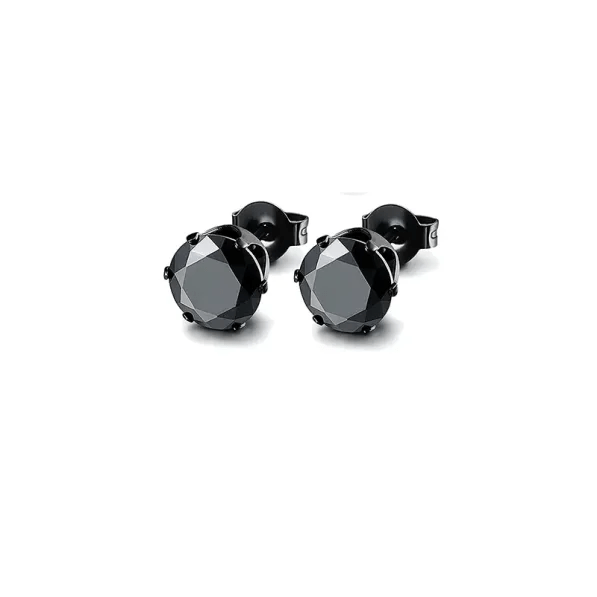 Stoere Zwarte Zirkonia Oorbellen - 6mm -
