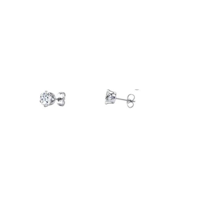 Stalen Oorstekers met Transparante Zirkonia - Rond - 3mm -