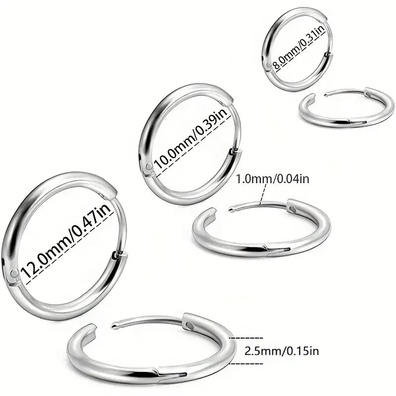 Stalen Oorringetjes met scharnier - 12mm / Zilverkleurig -