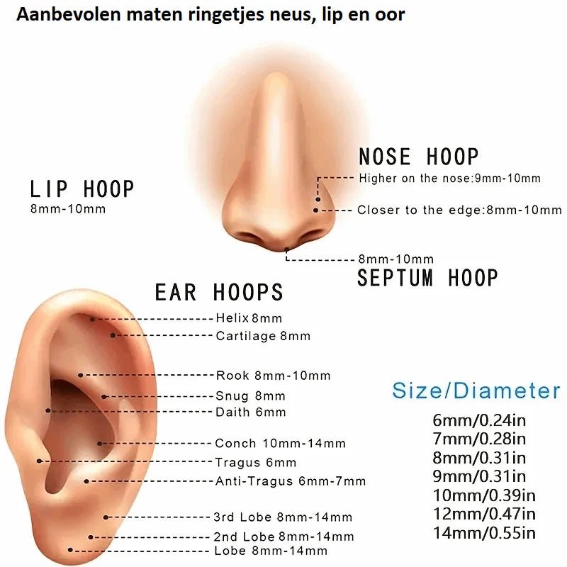 Stalen Oorringetjes met scharnier - 12mm / Goudkleurig -