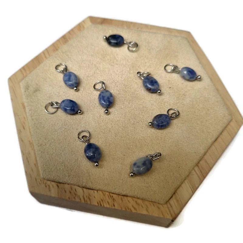 Blauw Witte Sodaliet Bedeltje - Zilverkleur - Unisex