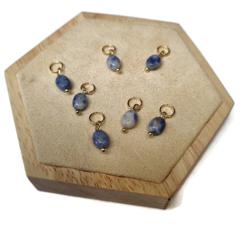 Blauw Witte Sodaliet Bedeltje - Zilverkleur - Unisex