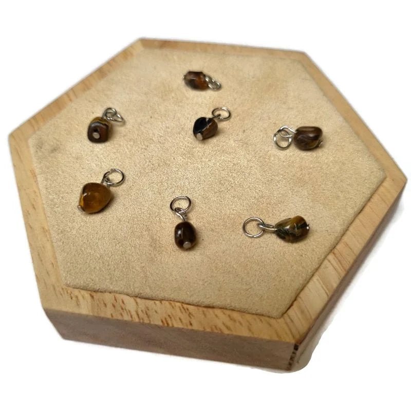 Natuursteen Tijgeroog Bedeltjes - Zilverkleur - Unisex