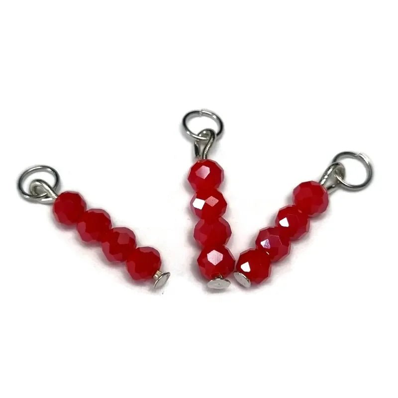 Rode Samba Kralen bedeltje voor ketting - Zilverkleur / 4 kraaltjes - Unisex