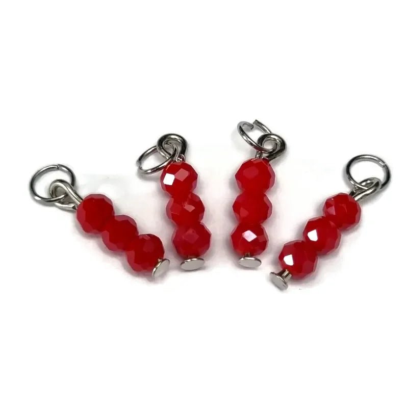 Rode Samba Kralen bedeltje voor ketting - Zilverkleur / 4 kraaltjes - Unisex