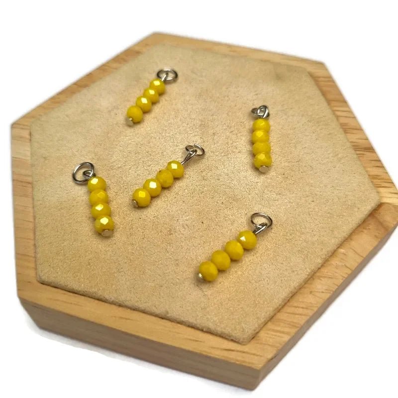Geel Parelmoerkralen hanger voor bedelketting - Zilverkleur / 3 kraaltjes - Heren