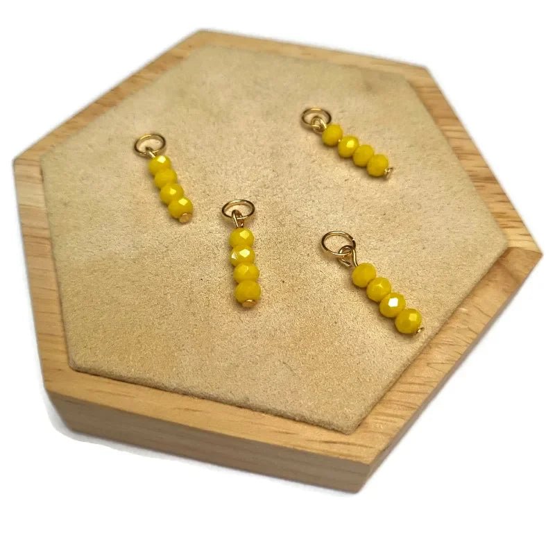 Geel Parelmoerkralen hanger voor bedelketting - Zilverkleur / 3 kraaltjes - Heren