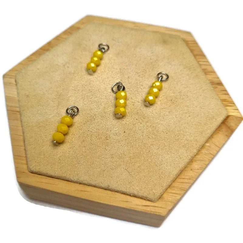 Geel Parelmoerkralen hanger voor bedelketting - Zilverkleur / 4 kraaltjes - Heren