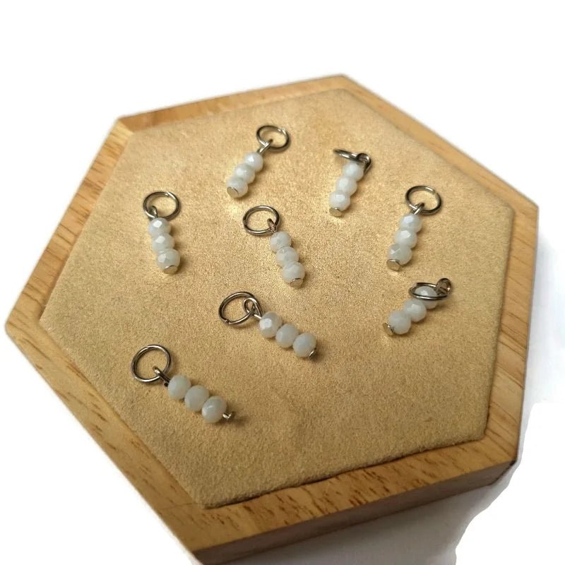 Kralen charm wit voor bedelketting - Zilverkleur / 3 kraaltjes - Unisex