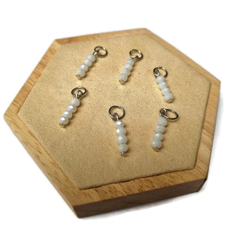 Kralen charm wit voor bedelketting - Zilverkleur / 3 kraaltjes - Unisex